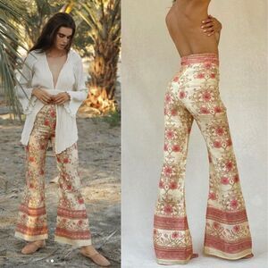 Savannah Morrow Ahimsa Pant in Orla NWT Silk Floral Print High Rise Flare Medium